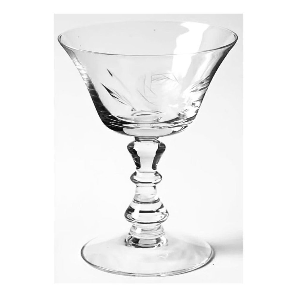 Champagne Tall Sherbet Fostoria Glass Rose Cut 827 Vintage Discontinued Set of 3